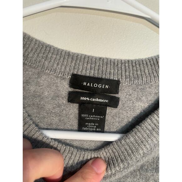 Halogen Gray 100% Cashmere Crewneck Sweater Size 1 (Small) - Picture 8 of 9